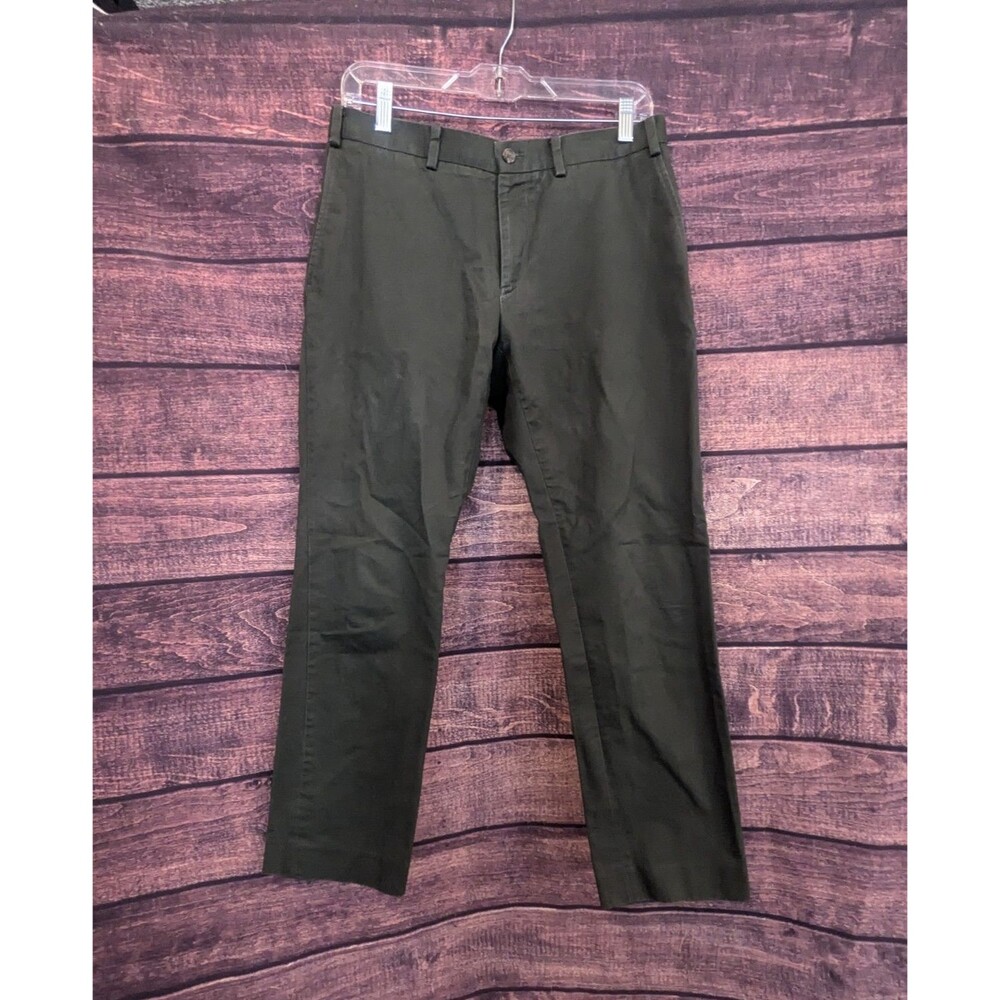 Indochino Pants Mens Dark Green Dress Slacks Mid Rise Cotton‎ 30ish x 26.5ish